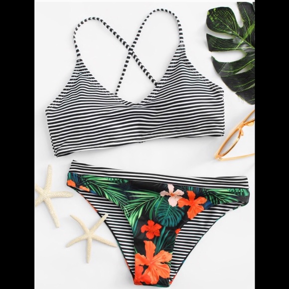 1 Left! Wila reversible Hawaiian striped bikini - Picture 5 of 7